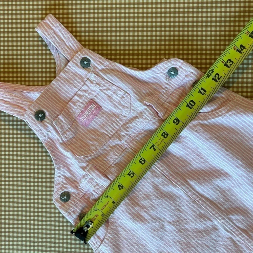 Vintage Oshkosh overalls style pinstripes pink white‎ dress. Size 4